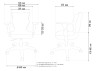 Szczegółowy schemat techniczny krzesła biurowego z podanymi wymiarami.