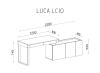 Rysunek techniczny biurka narożnego Luca LC10 z wymiarami.