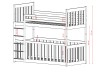 Projekt łóżka piętrowego - rysunek z dokładnym opisem wymiarów w cm.